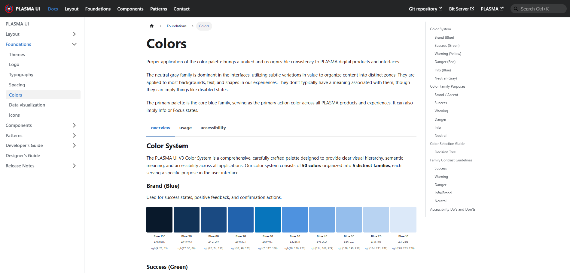 Plasma UI color system